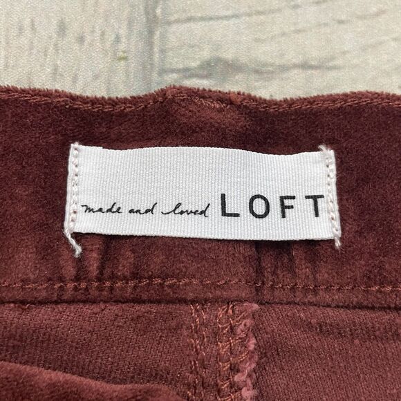 LOFT Women's Size 29 Burgundy Velvet Skinny Leg High-Rise Stretch Pants NWT - Picture 7 of 10